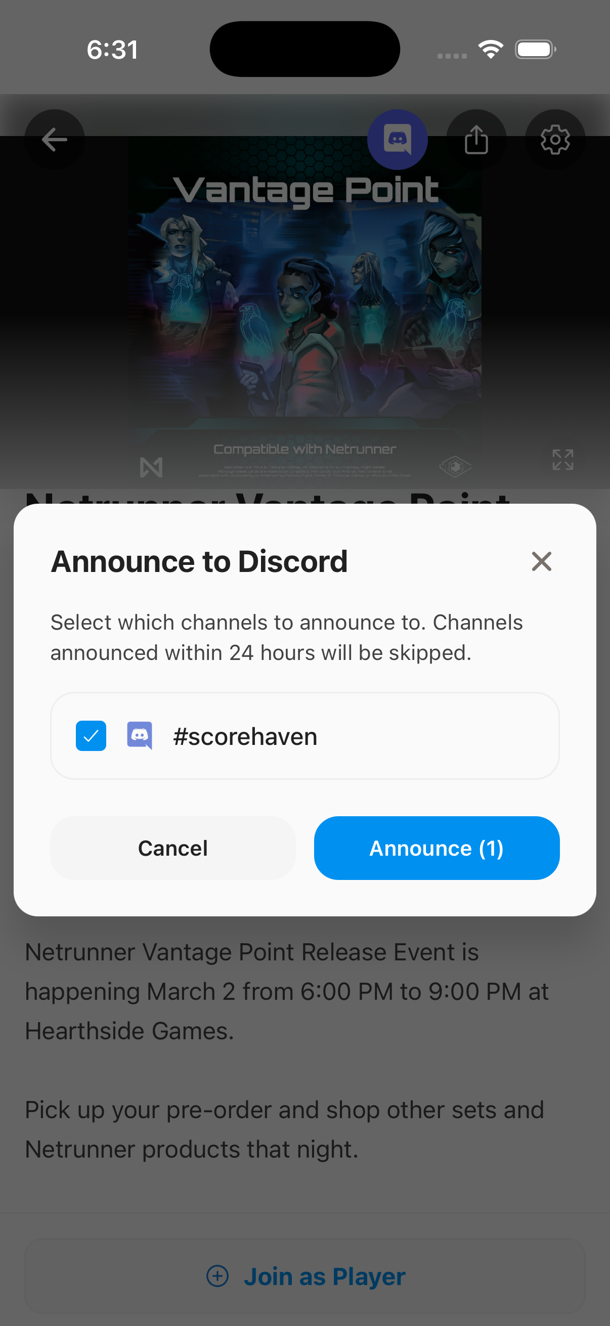 Announce events to Discord