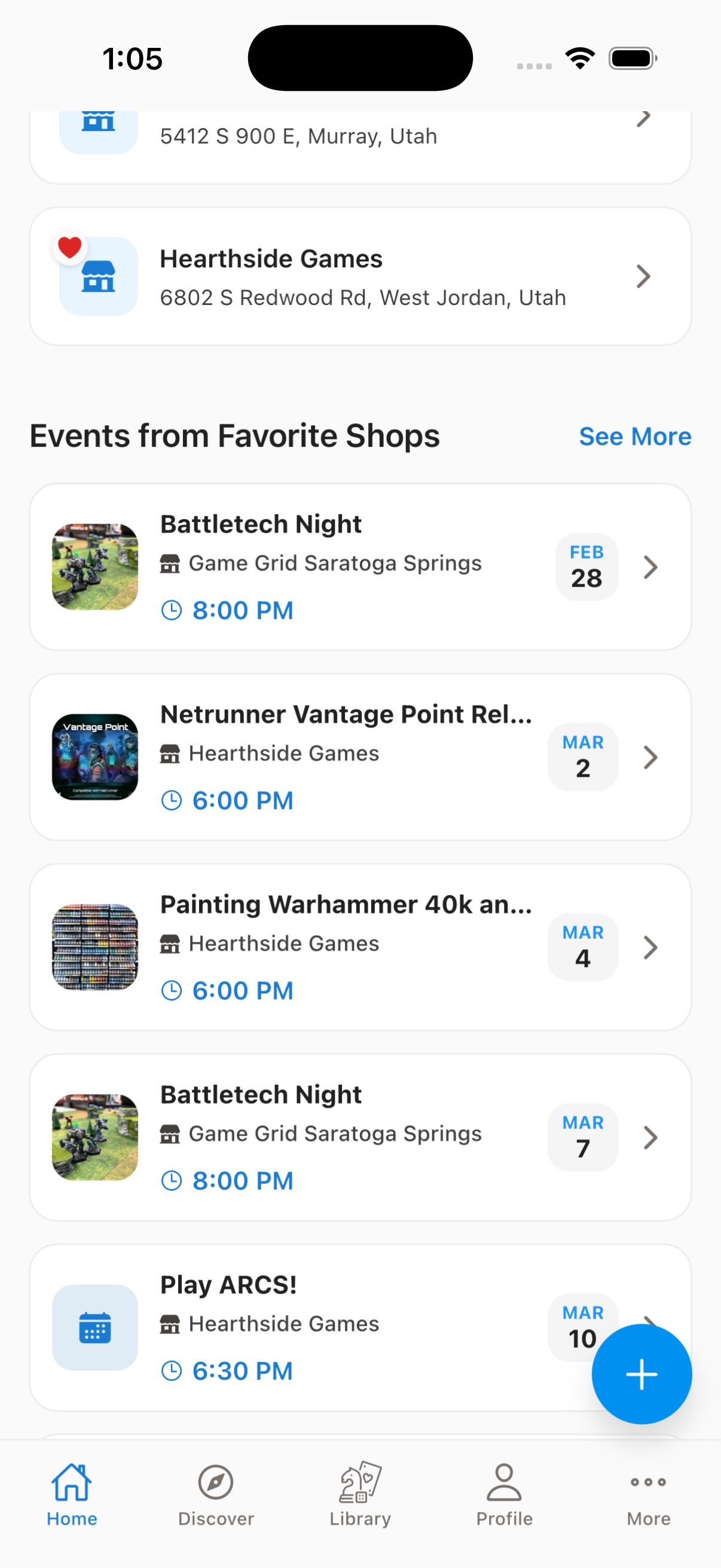 Discover local game events